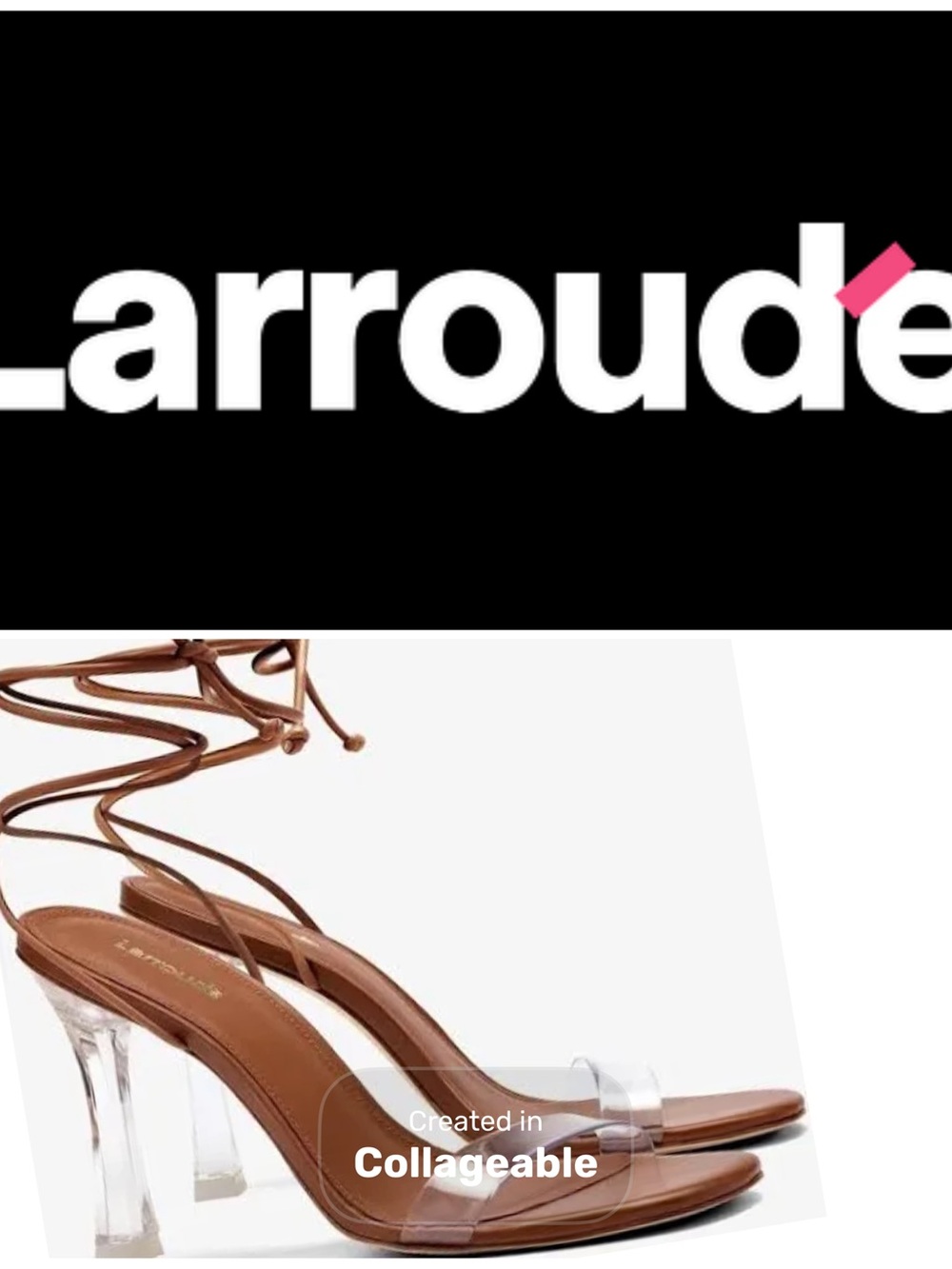 ‼️WOW‼️Larroude Clear Strap Brown Lace-Up semi block Heel. NWOT ‼️
